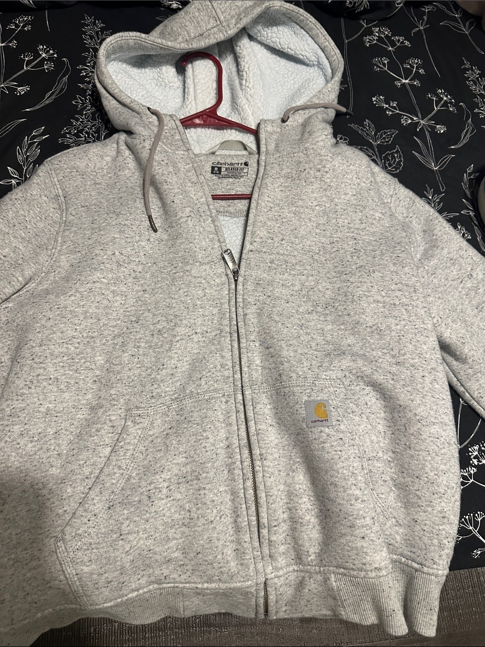 Carhartt women’s Heather Gray Sherpa-Lined Zip Hoodie